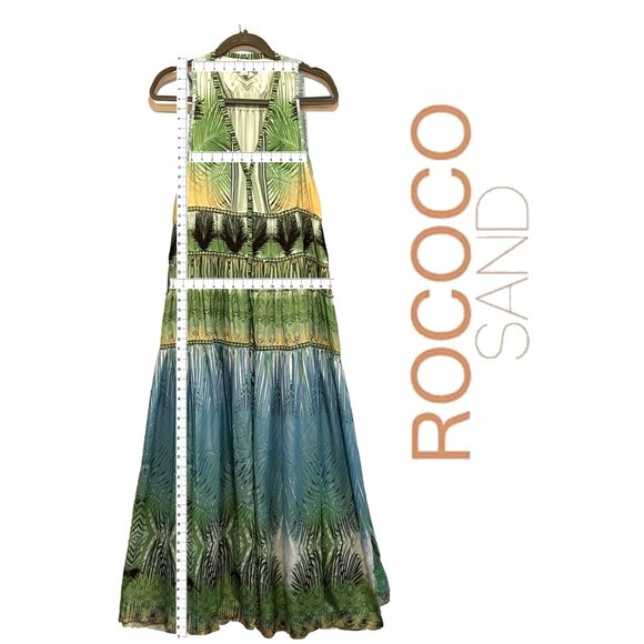 Rococo Sand Palm Springs Print Women's Sleeveless Plunging V-Neck L - Picture 3 of 6